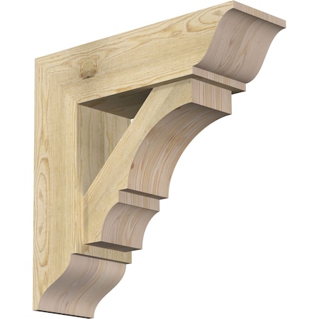 Ekena Millwork Balboa Traditional Rough Sawn Bracket w/ Offset Brace, Douglas Fir, 8"W x 26"D x 26"H BKT0806X26X26BOA01RDF